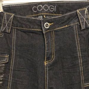 COOGI Authentic Sexy Denim Dark Jeans Embossed “Leather” amazing details Sz18w